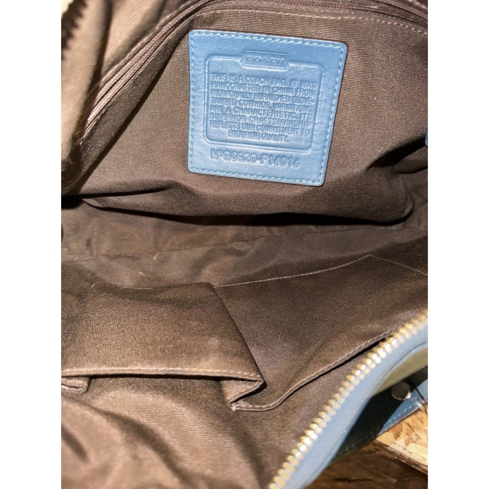 Vintage Y2K Coach Leather Chelsea flap pocket Shoulder Bag turquoise RARE F14014 - Picture 15 of 16
